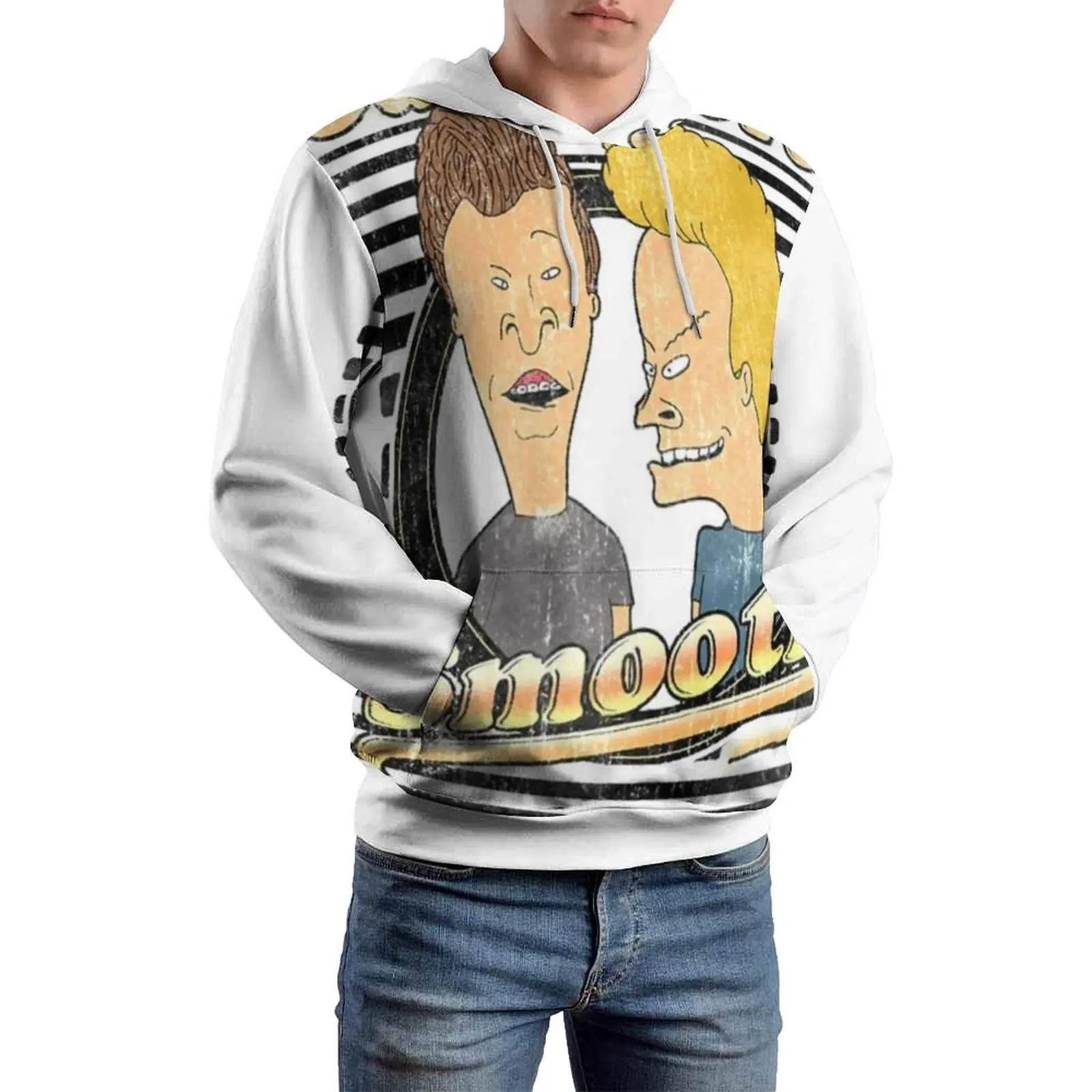 

Мужская свободная толстовка с капюшоном Beavis, с длинным рукавом