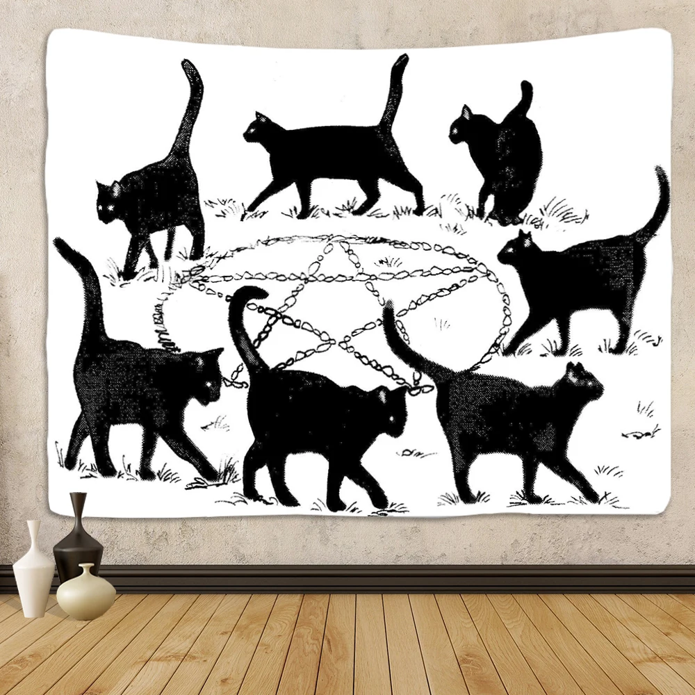 

Тайна колдовства кошка ковен гобелен черный, белый цвет демон спиритическая хиппи настенный декор для гостиной общежитие украшение дома