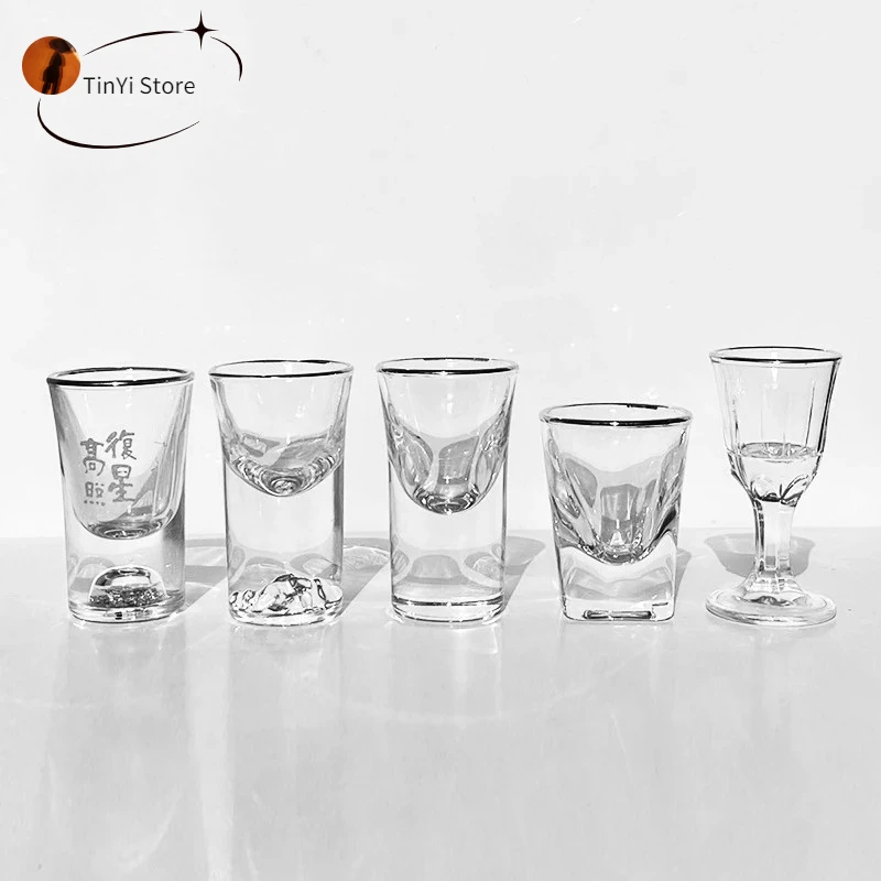 

2Pcs/Set Gold Mountain Shot Cup Glass Cup Thick Bottom Phnom Penh Wine Glasses Whiskey Glass Spirits Vodka Shot Glasses