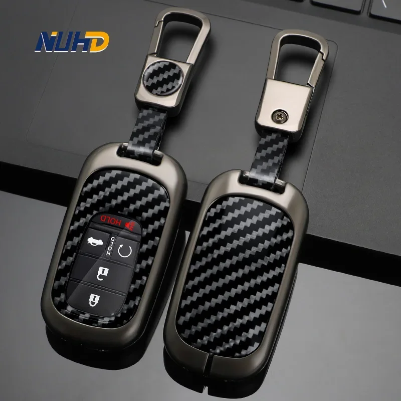 

Carbon Fiber Car Key Case Keychain For Honda Civic 2022 5 Buttons Protector Holder Fob Keyless Key Cover Protector Accessories
