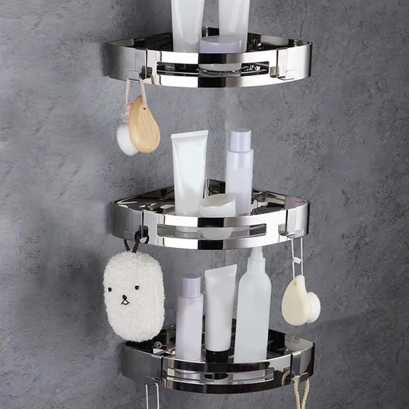 

Home Bathroom Wall Mounted Aluminum Shelf Soap Sponge Storage Drain Wall Holder Shower Rack