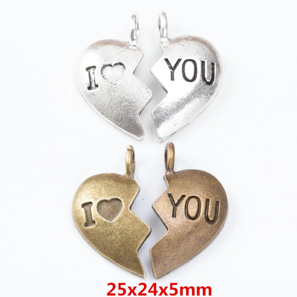 40 шт. 25*24 мм модный женский бутик античная бронза комбинация кулон Я люблю тебя