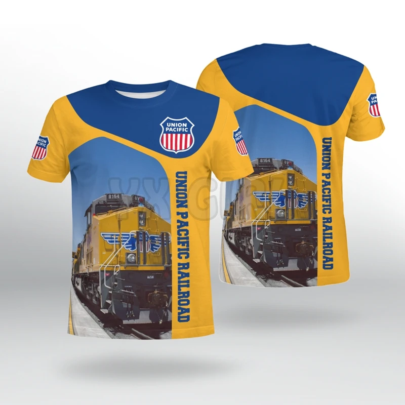 

2022 Summer Fashion Men t shirt Union Pacific Railroad 3D All Over Printed T Shirts Tee Tops shirts Unisex Tshirt