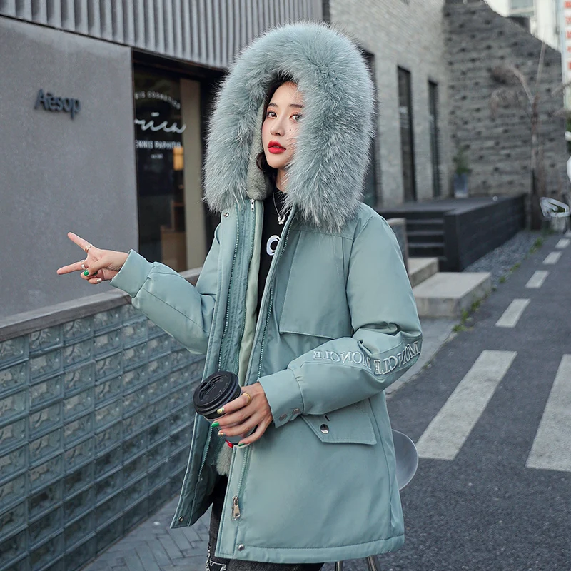 Loose Casual Hooded Long Coats Women One Coat Three Wear Plus Velvet Thick Overcoat Winter Jackets Big Fur Collar Female Parkas