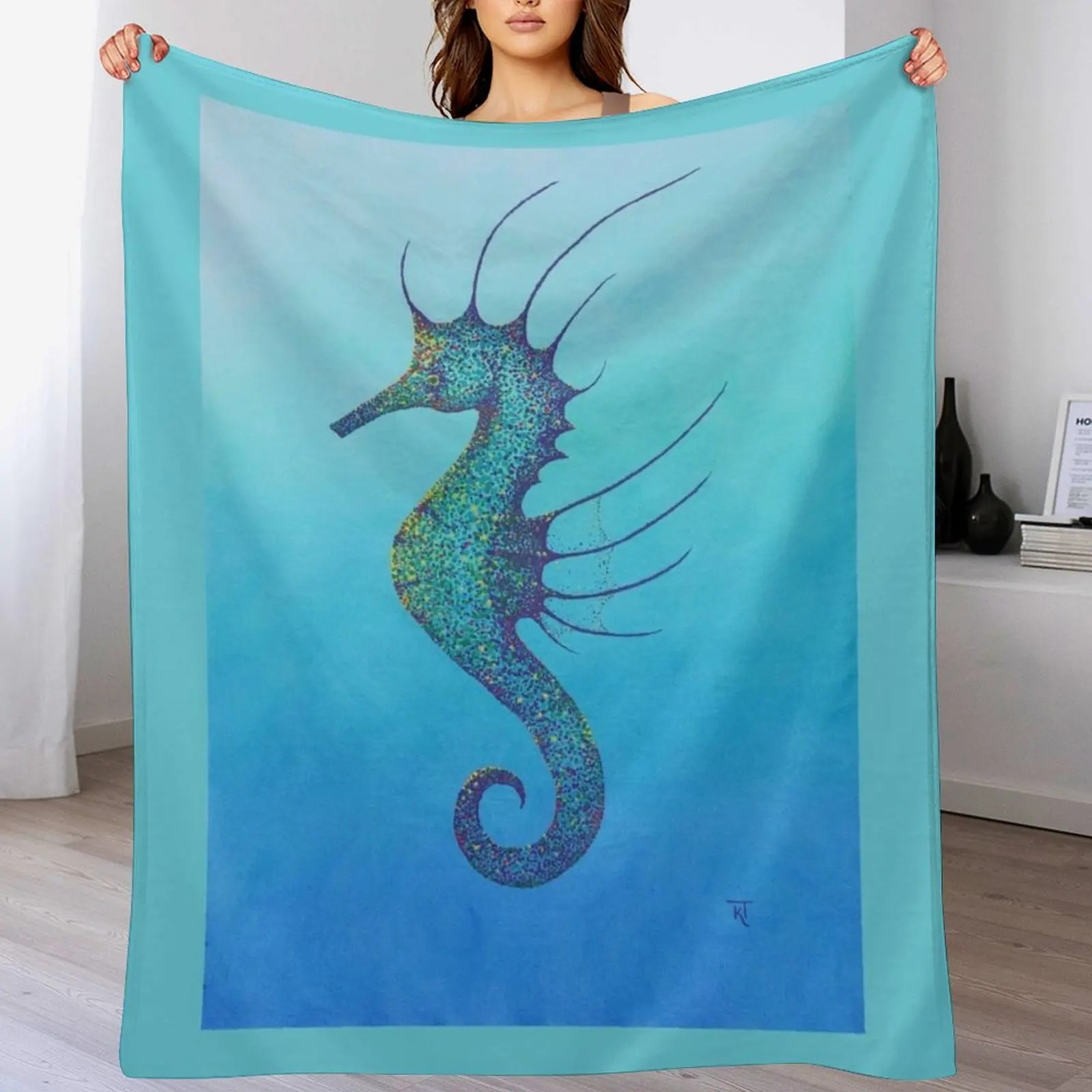 Одеяло цвета морского конька очень большой плед на диван одеяла