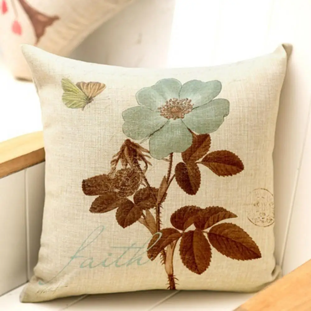 

Vintage Flower Style Pillow Case Bed Sofa Square Throw Cushion Cover Printing Floral Pattern Pillowcase Bedroom Home Decor