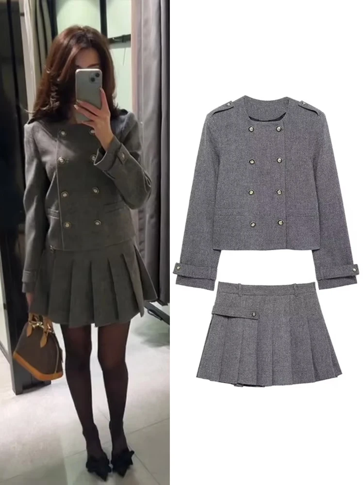 Элегантные плиссированные комплекты с короткой юбкой для женщин ...