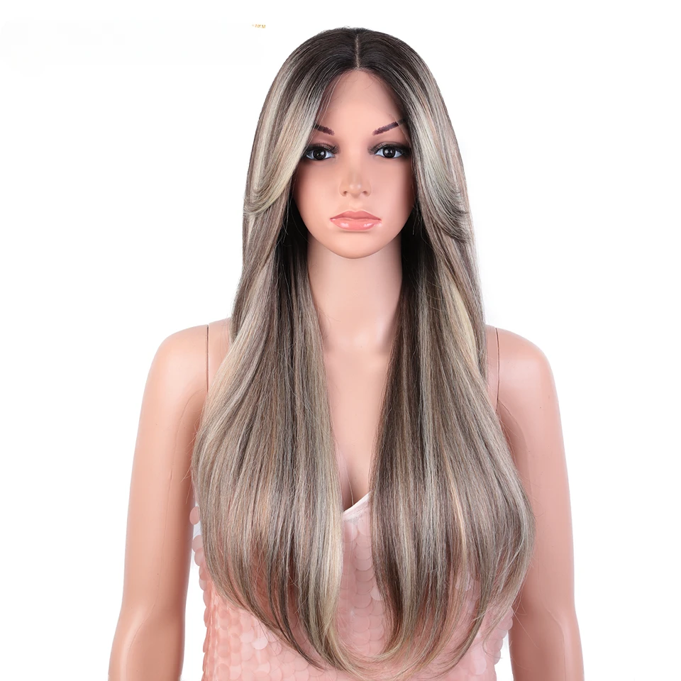 Синтетический кружевной передний парик для чернокожих женщин 26 дюймов прямой