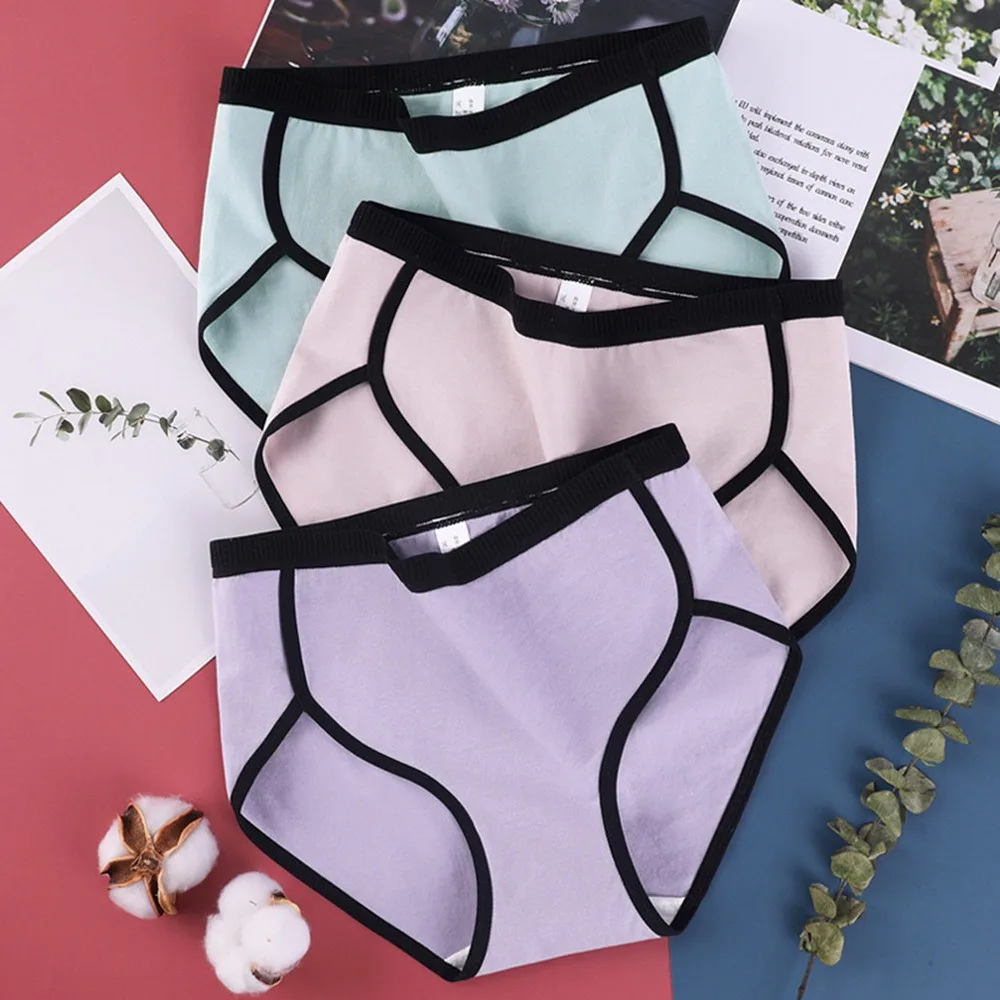 

Plus Size Lingerie Women's Cotton Briefs Patchwork Panties Mid Waist Women's Panties Comfortable Underwear Cotton Sport Panties