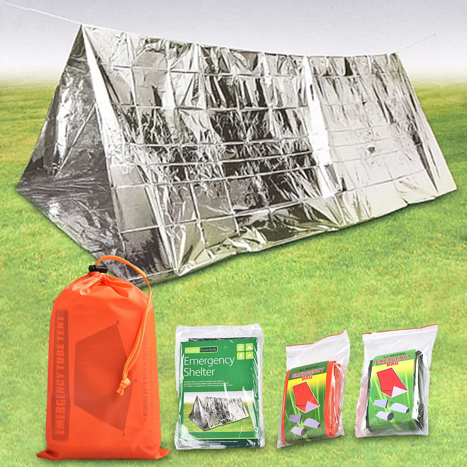 

Aluminium Film Emergency Tent Survival Sleeping Bag Surival Kit Stay Dry Camping Hiking Bag First Aid Kit Outdoor Life Tent