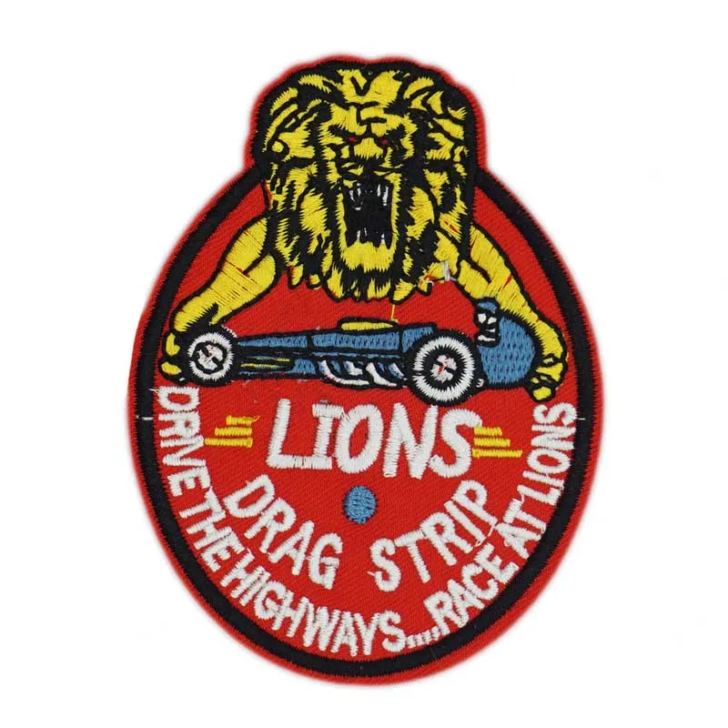 Львиная гоночная полоса Грязь Дрэга Голова-привод Мотоспорт Патч Мотоцикл МС Горячий стержень Байкерская жилетка.