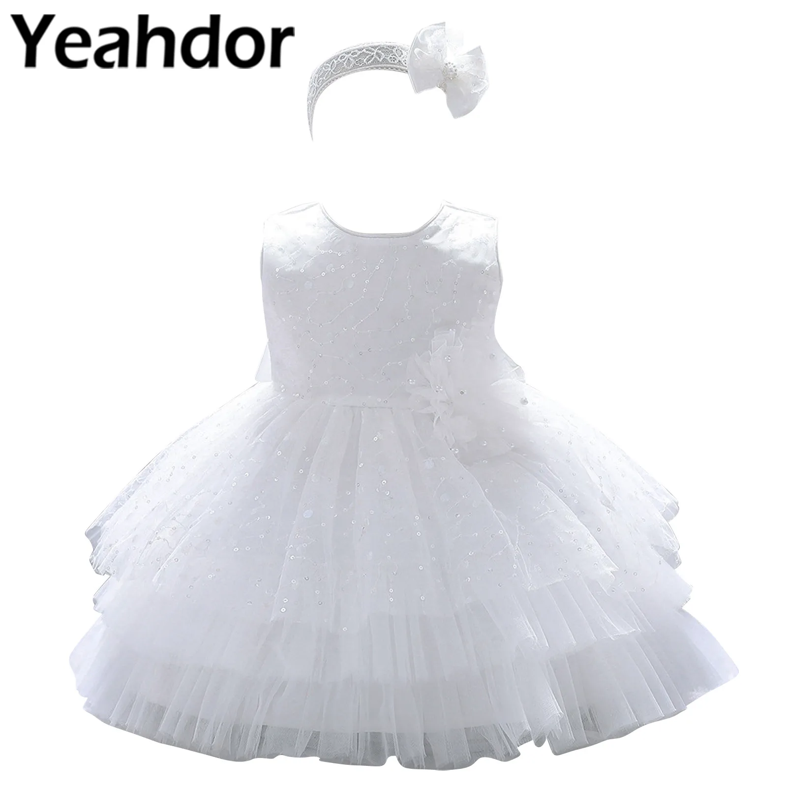 

12M-5 Infant Party Dresses For Girls Baby Girl Newborn Christening Baptism Lace White Dress Flower Girl Dress Children Costume
