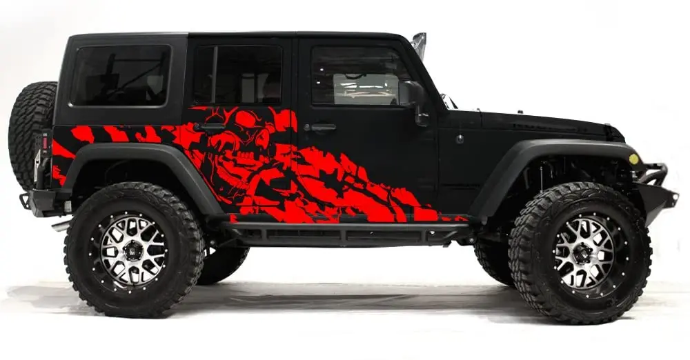 

Factory Crafts Nightmare Side Graphics Kit 3M Vinyl Decal Wrap Compatible with Jeep Wrangler 2007-2016 - Dark Red
