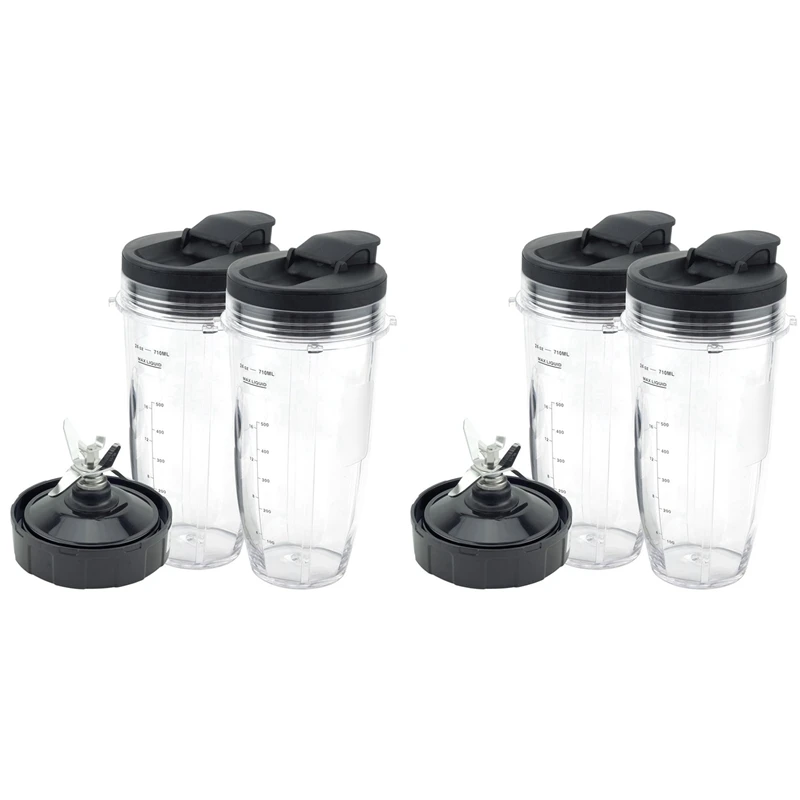 Blender Replacement Parts For Ninja, 4 24Oz Cups With To-Go 