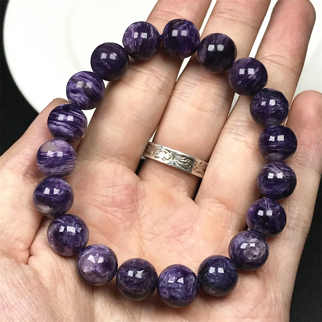 

11mm Natural Purple Charoite Crystal Bracelet For Women Men Healing Love Luck Gift Stone Gemstone Beads Jewelry Strands AAAAA