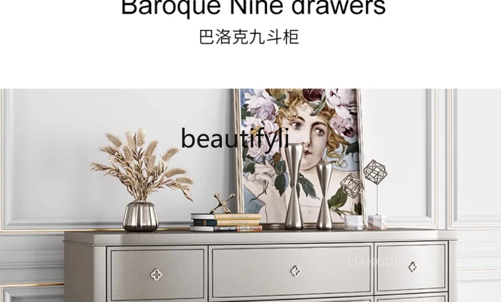 D06 Американский стиль шкаф с девятью ведрами из массива дерева современная кухня