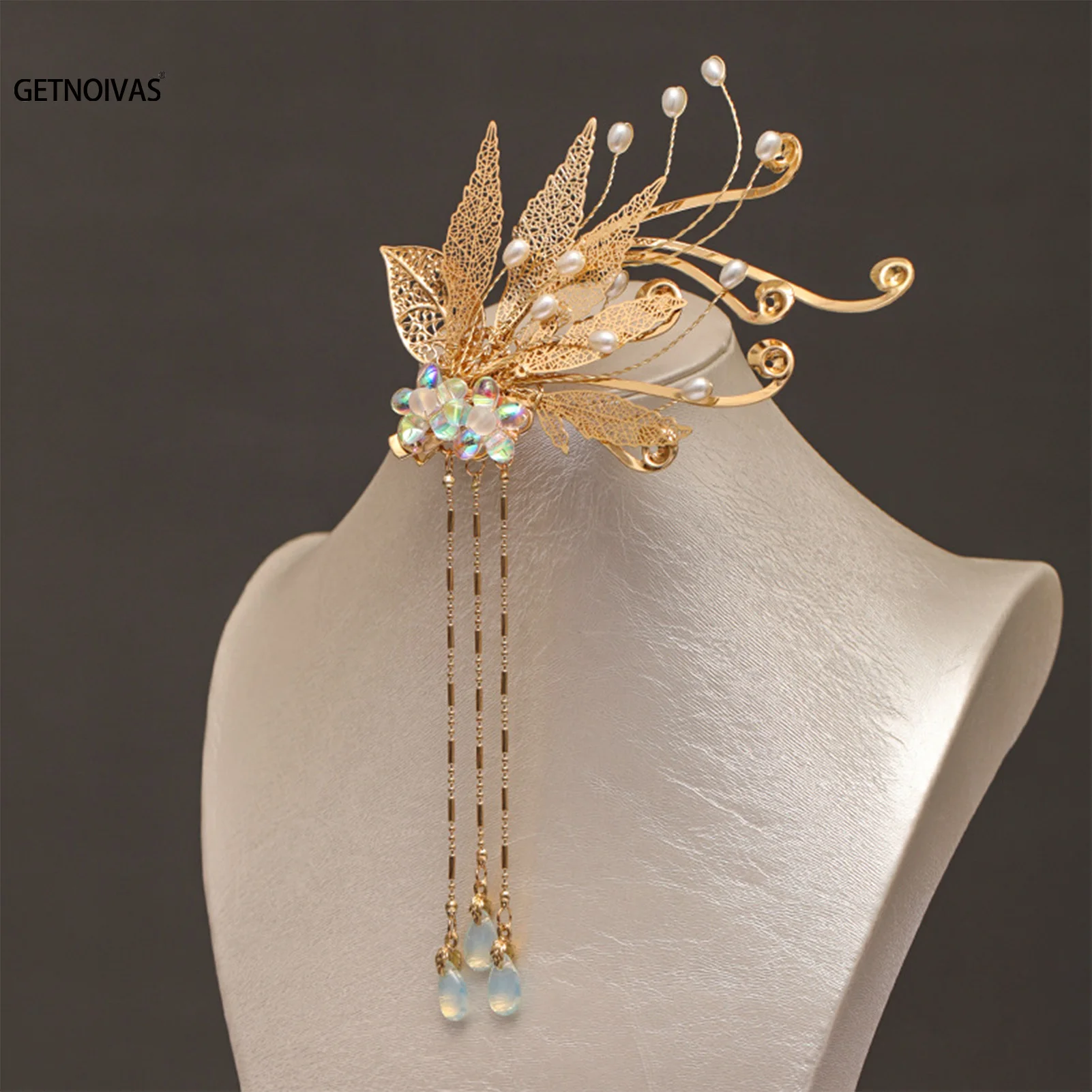 Китайская заколка для волос Hanfu с длинной кисточкой жемчужные боковые заколки