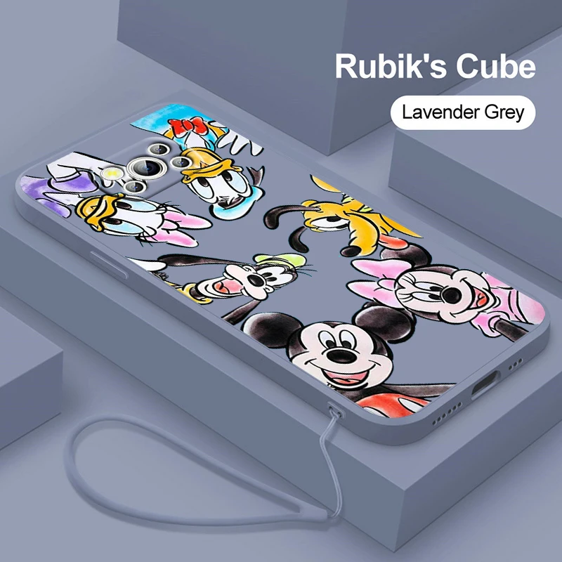 

Animation Mickey Minnie Daisy Liquid Rope Phone Case For Xiaomi Mi Poco X4 X3 NFC F4 F3 GT M5 M5s M4 M3 Pro C40 C3 5G Cover Capa