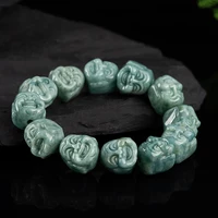 hot selling natural hand carved jade maitreya buddha bracelet fashion jewelry bangles accessories men women lucky gifts