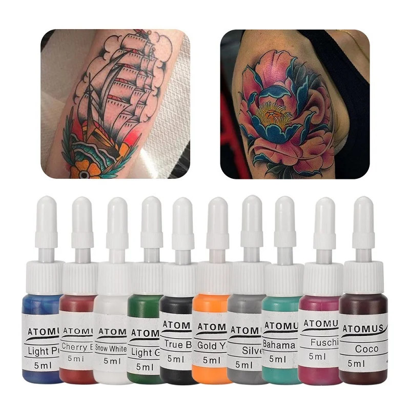 

10Colors Set Professional Tattoo Ink for Body Art Natural Plant Micropigmentation Pigment Permanent Tattoo Ink Set