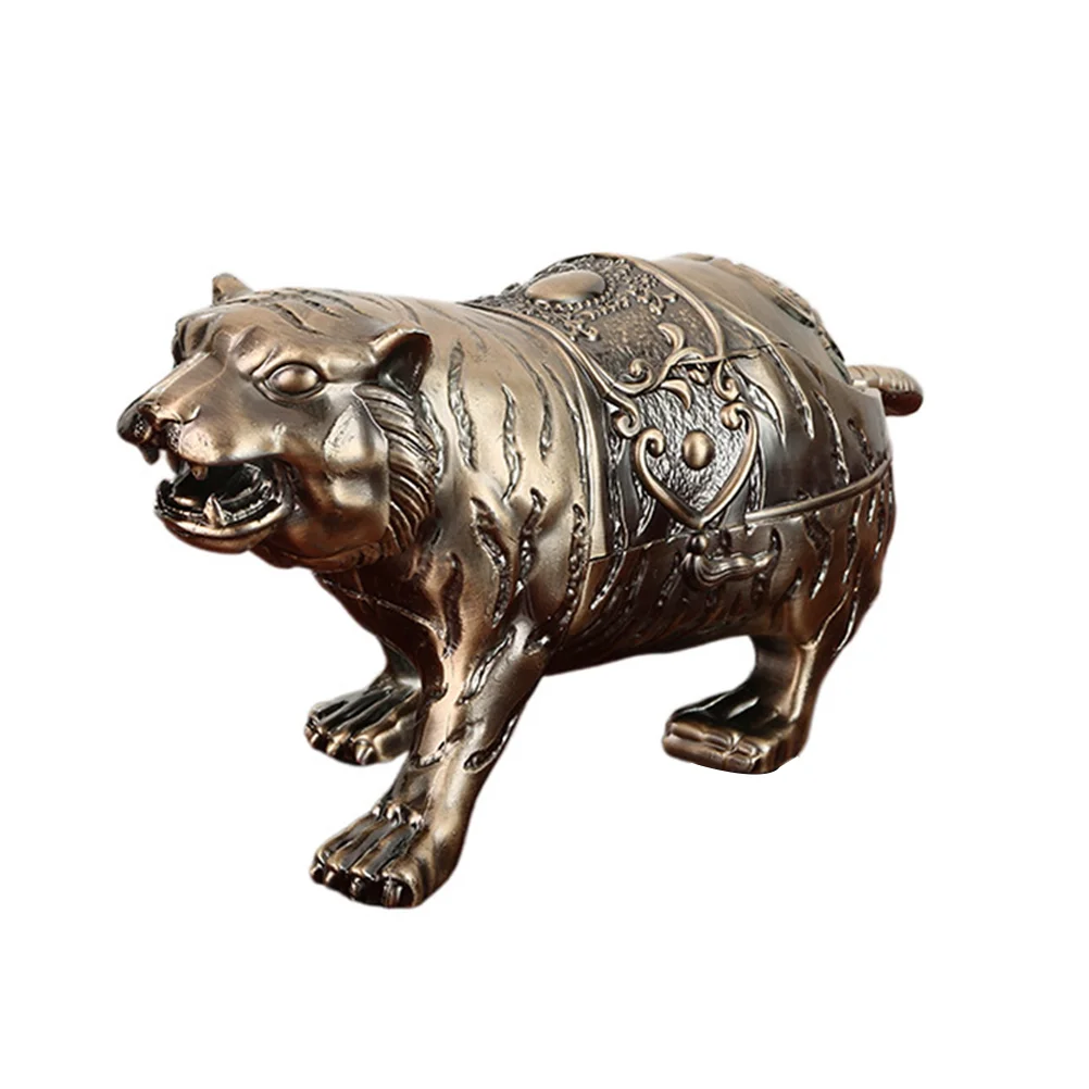

Бытовая пепельница с тигром, винтажный декор для офиса, статуэтка для дома, украшение из цинкового сплава