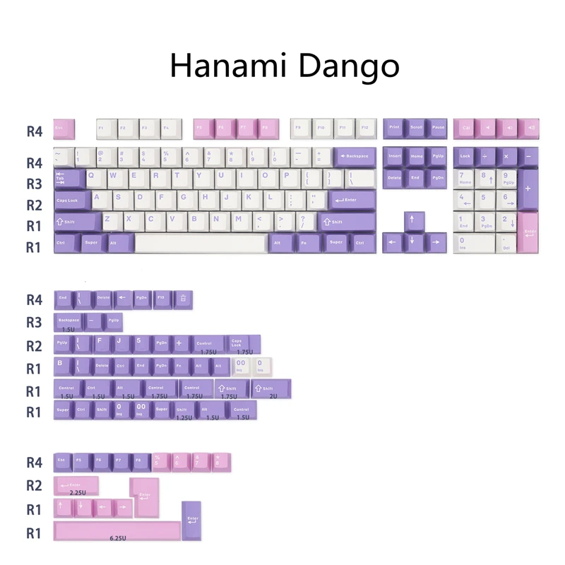 

Колпачки для ключей GMK Hanami Dango, колпачки для ключей PBT Double Shot, колпачки для ключей с вишневым профилем для Keychron Anne GH60 GK64, 171 клавиш/комплект