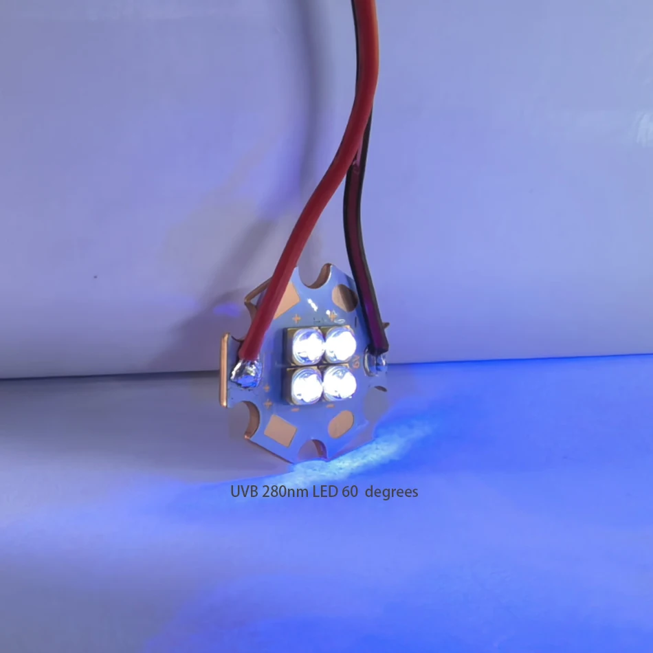 4W UVC UVD глубокий УФ-светодиод 250нм 280нм 310нм 340нм DC12V 4-чиповый 60 °   Ультрафиолетовая лампа SMD 3535 с платой PCB 20 мм (art.: 3920db7cbb79b) - 3920db7cbb79b