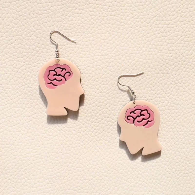 

Donarsei Funny Brain Drop Earrings For Women Halloween Horror Head Acrylic Dangle Earrings Party