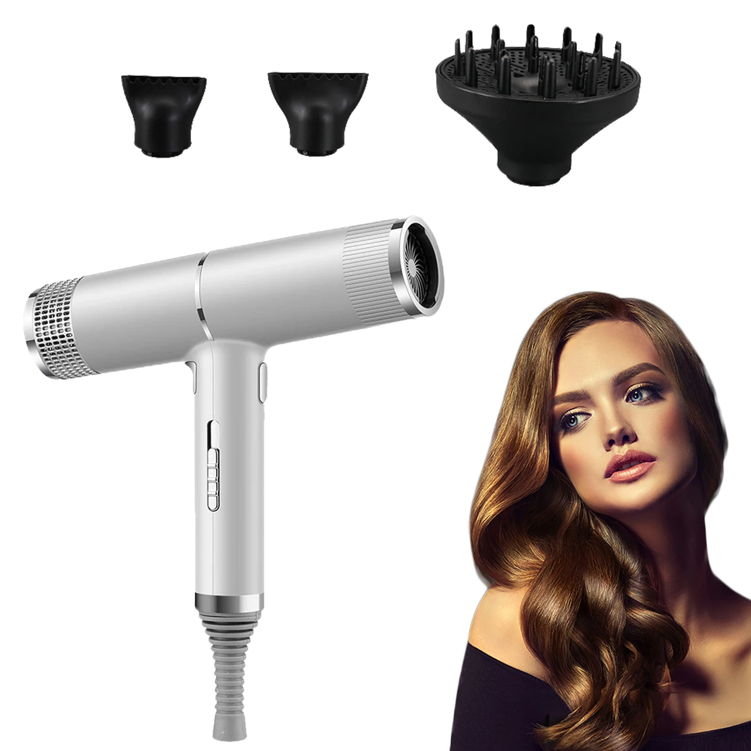 2023 Hair Dryer Diffuser High Power Hair Blow Blue Light Anion Hair Dryers With Flyaway Attachment Negative Ionic Hair Dryers