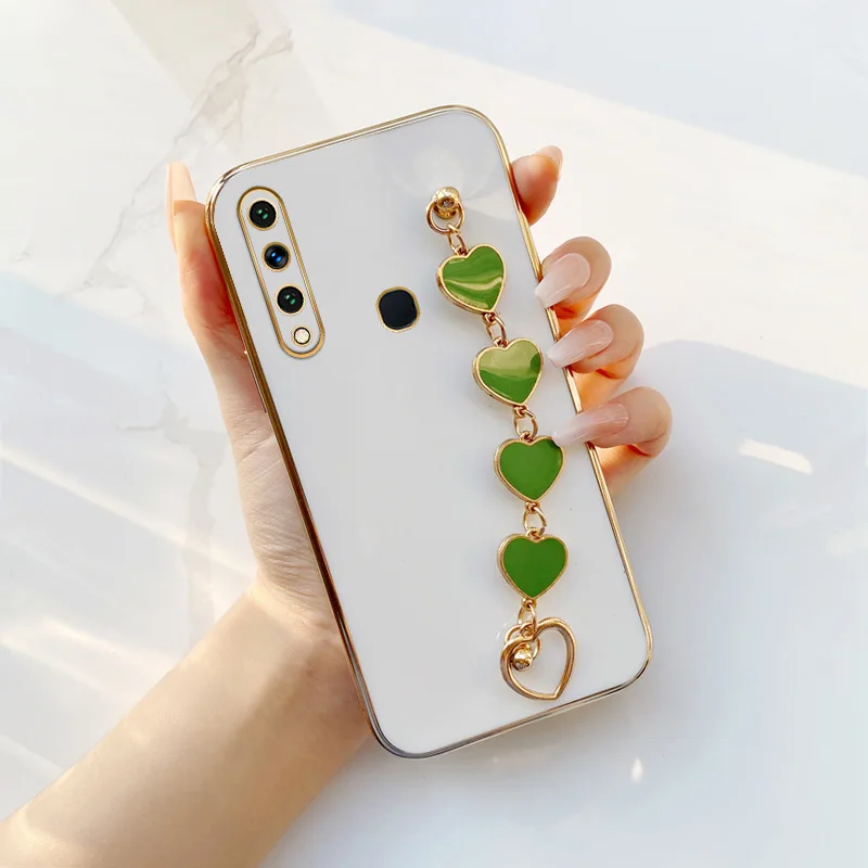 

Light Green Love Bracelet Electroplated Case for Huawei Y6p Y6 Pro 2019 Enjoy 9e Honor Play 8A Girls'love chain Phone Case