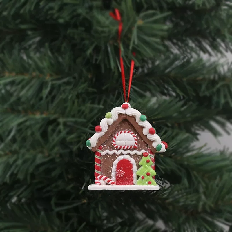 

7CMx5.8CMx15CM Christmas Small House Pendant Creative Christmas Decoration Pendant Navidad Desktop Ornaments Home Decor