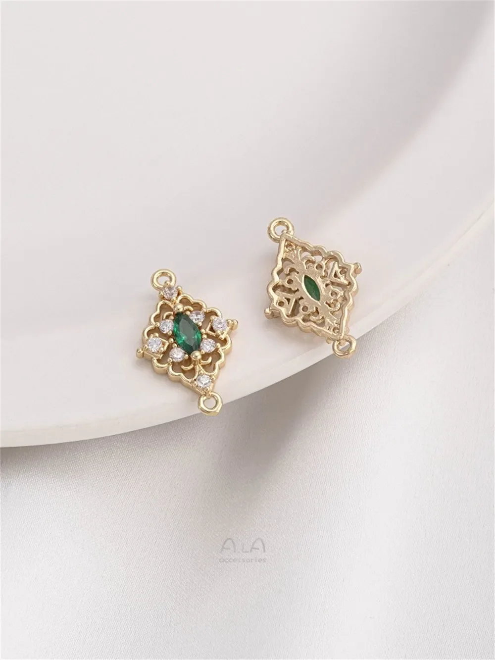 14-каратное золото инкрустированный цветным цирконием ретро-цветок Тенг алмазный