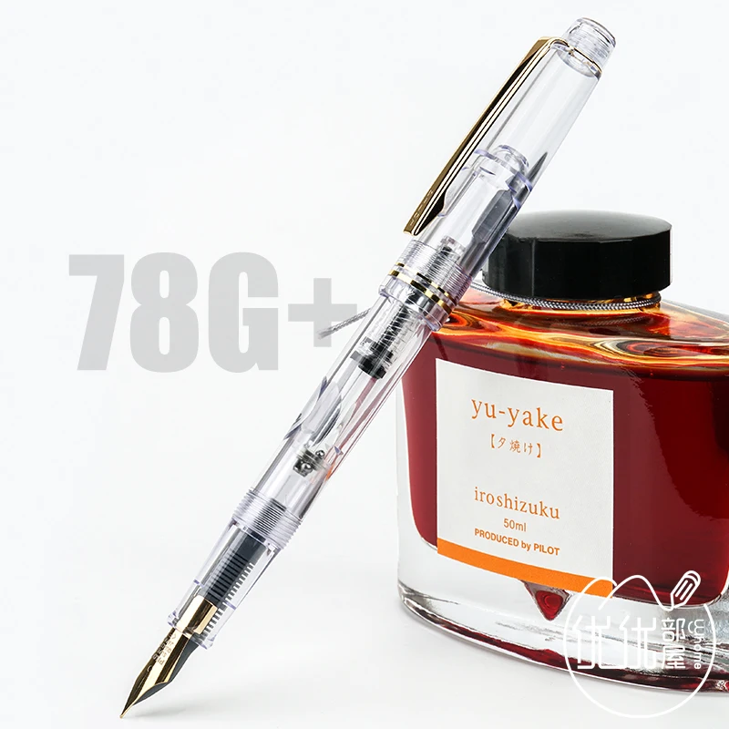 New PILOT 78g Transparent 78g+ 22k Golden Original Iridium Fountain Pen Students Practice Calligraphy Ef F M Nib Ink Cartridge