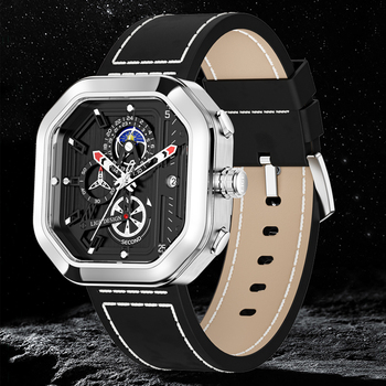 LIGE Mens Watch Square Sport Quartz Wristwatch 30M Waterproof Stopwatch Hollow out Watches for Men Date Clock Luminous Watch Men-36764