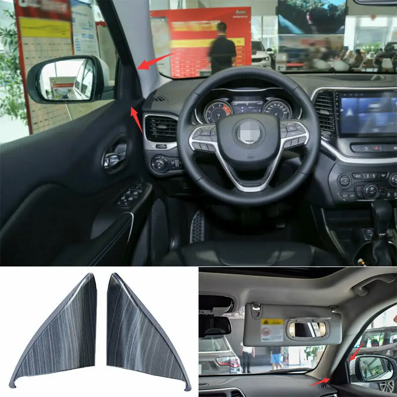 

Black Wood Grain A-Pillar Front Triangle Trim 2PCS For Jeep Cherokee 2014-2020