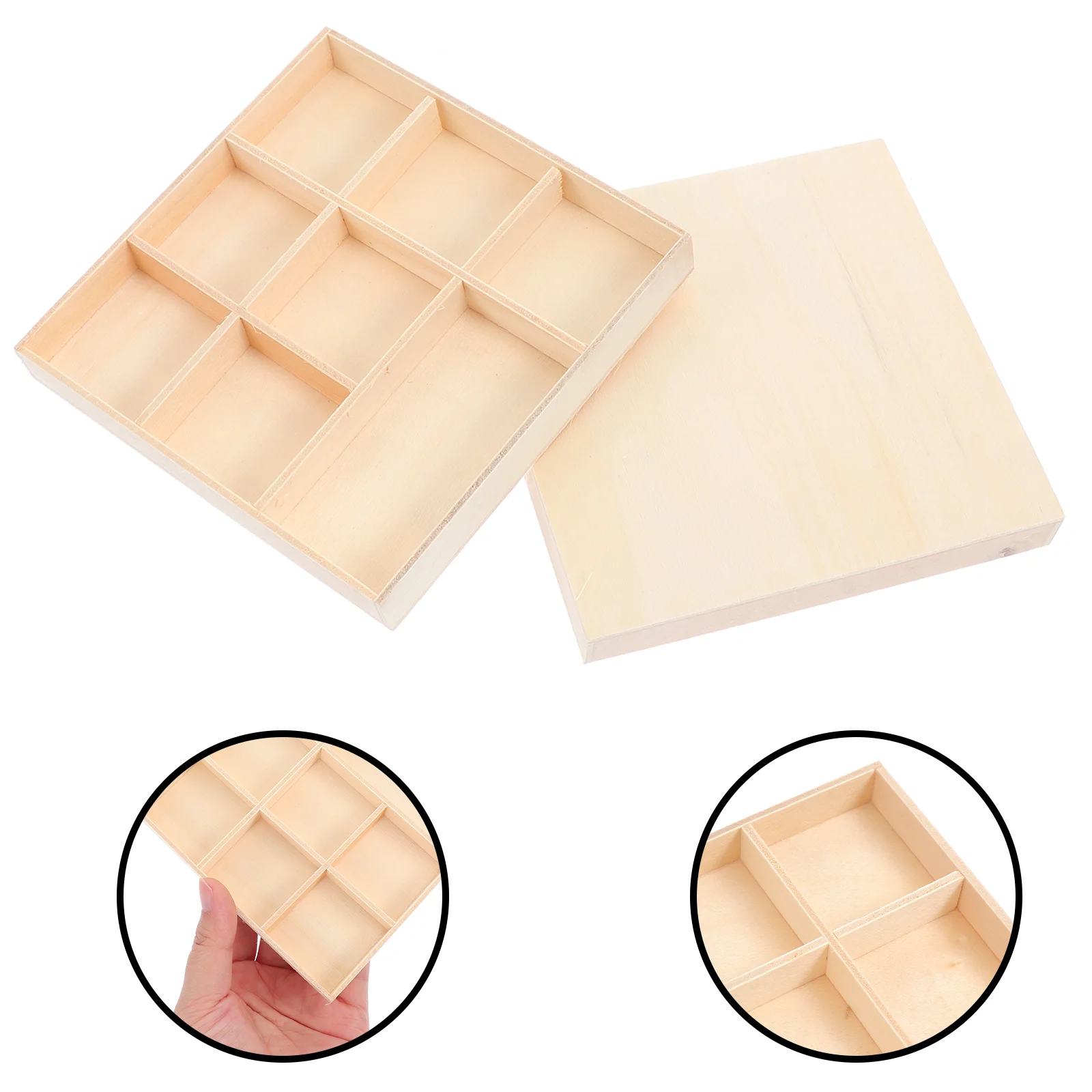 

Wooden Tray Storage Box Wood Jewelry Christmas Boxes Compartments Bins Display Decorative Sections Case Organizer Unfinished