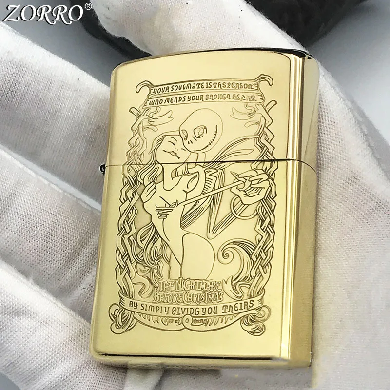 

Zorro Brass Human Ghost Kerosene Lighter Windproof Open Flame Cigarette Accessories Collection Gifts