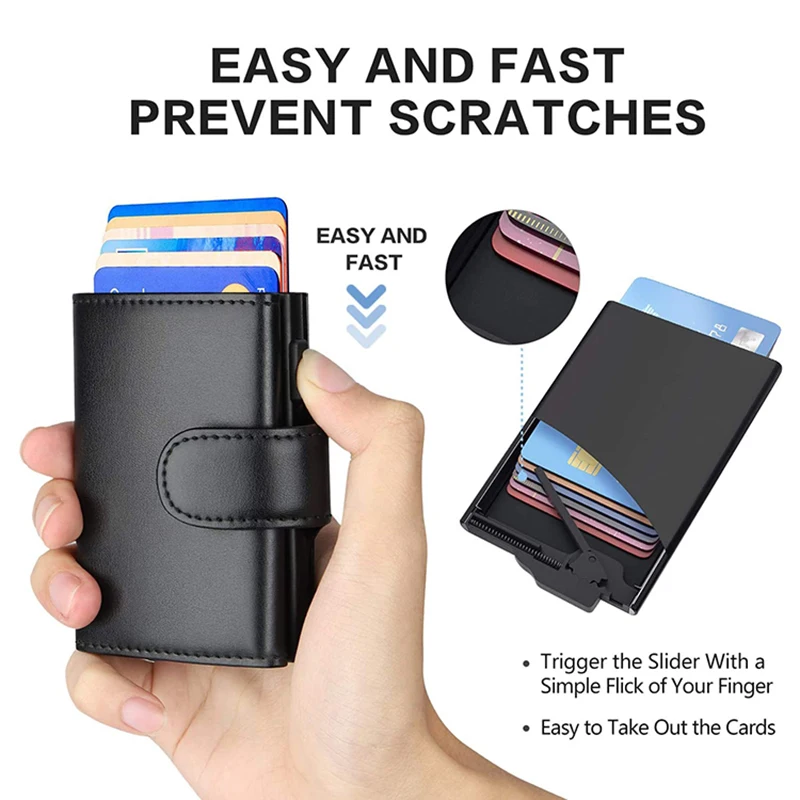 2022 Мужской кошелек Fashion Credit Card Wallet RFID Blocking Trifold Smart Vertical Men Wallets Genuine Leather Slim with Coin Pocket Walet Man On.