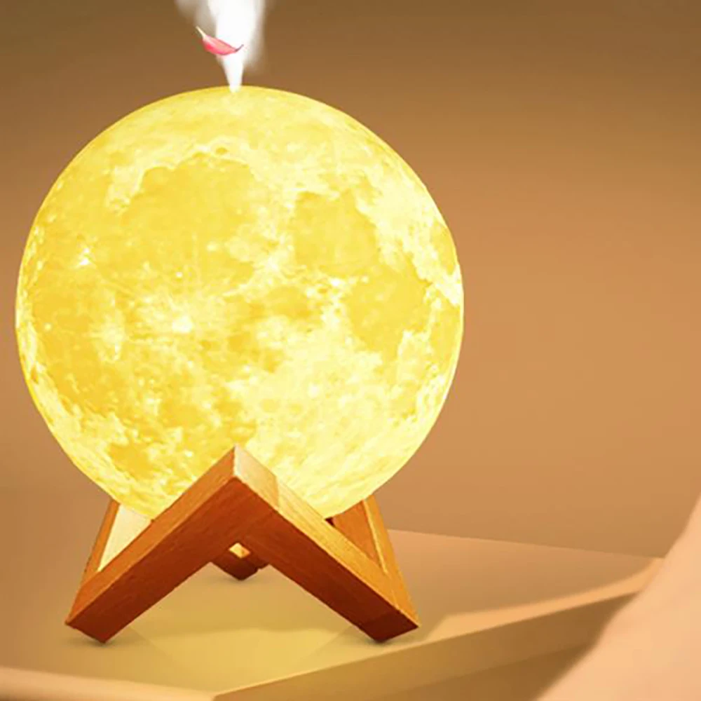 

3D Moon Air Humidifier 200ml Electric Aroma Diffuser Ultrasonic Mini Air Humidifier USB Fogger Mist Maker with LED Light