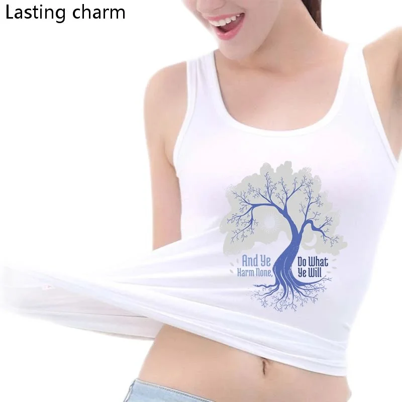 

Sun Moon And Tree Harajuku Print Long Tank Top Women's Slim Fit Sports Sleeveless Tops