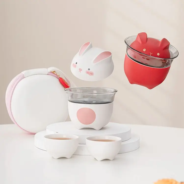 

Travel Tea Set One Pot Two Cups Single Outdoor Portable Quick Cup Ceramic Tea Set Chinese Tea Set Kung Fu Tea Set Gaiwan