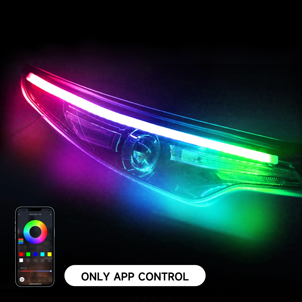 

2 шт. светодиодные автомобильные дневные ходовые огни Drl с указателем поворота, супер яркий многофункциональный светильник с дистанционным управлением через приложение, декоративная лампа