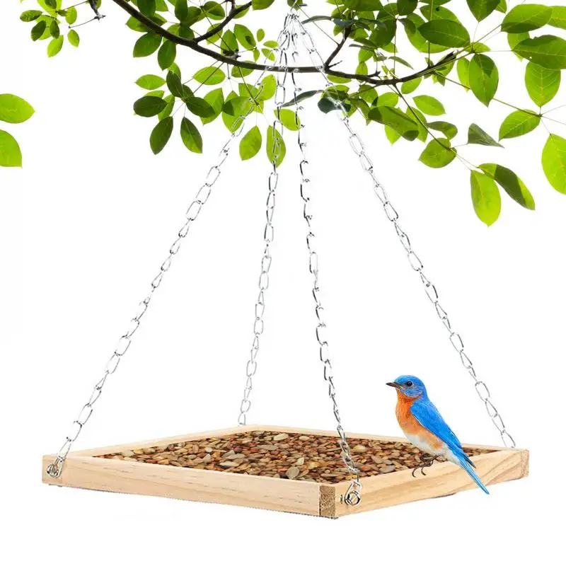 

Кормушка для птиц деревянная, кормушка для кормления большого объема, прочная поднос для сада и кормления диких птиц