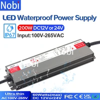 nobi waterproof lighting transformers ac 220v to dc 12 v 24v led driver power adapter 100w 200w 400w waterproof 12v power supply