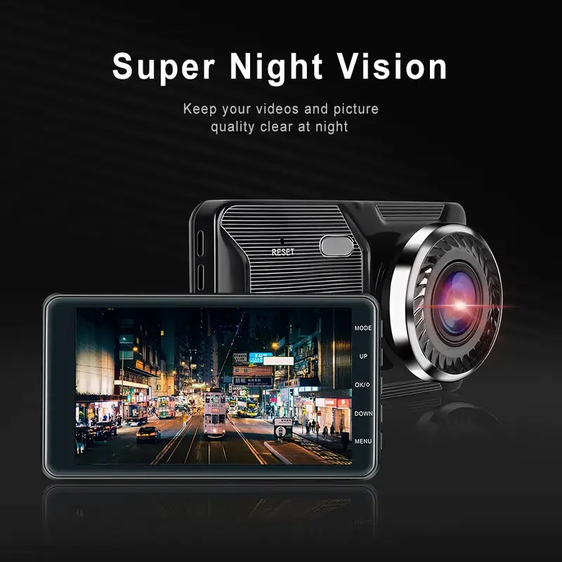 

1pc 4.0 Inch 1080P Car DVR Camera Dashcam, Car Driving Recorder With Rear View Camera