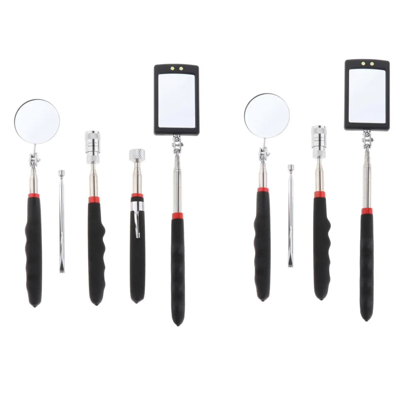 

Magnetic Telescoping Pick-Up Tool Kit Round and Square Inspection Mirror Hand Tool with Pick up Rod Fit for Car Maintenance