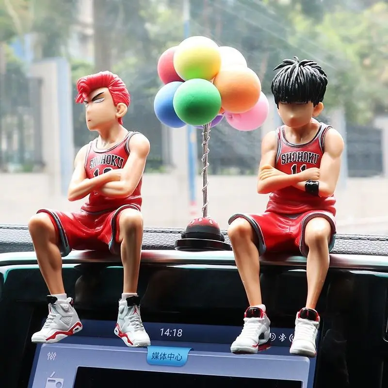 

Фигурка украшения машины Slam Dunk, мультяшный автомобиль, цветок, дорога, центральная консоль, креативная кукла, аксессуары для украшения инте...