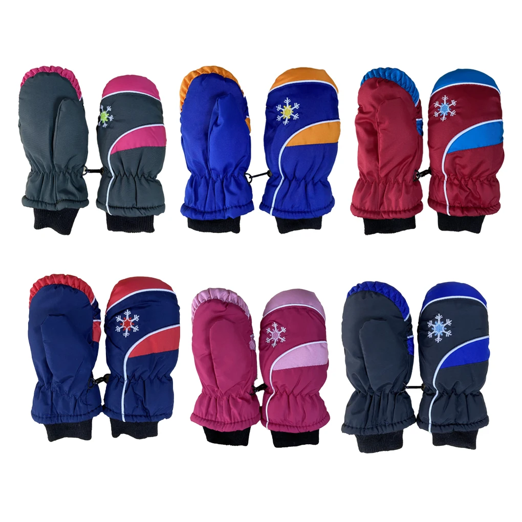 

1 Pair Kids Mittens Winter Waterproof Gloves Winter with Hook Easy Matching Thicken Design for Outdoor Activities Gray