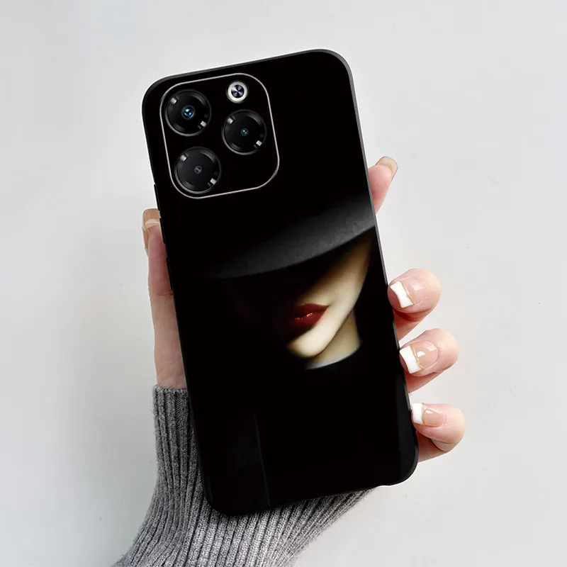 Чехол для Infinix Note 40X 5G черный матовый 2024 мягкий силиконовый защитный чехол с