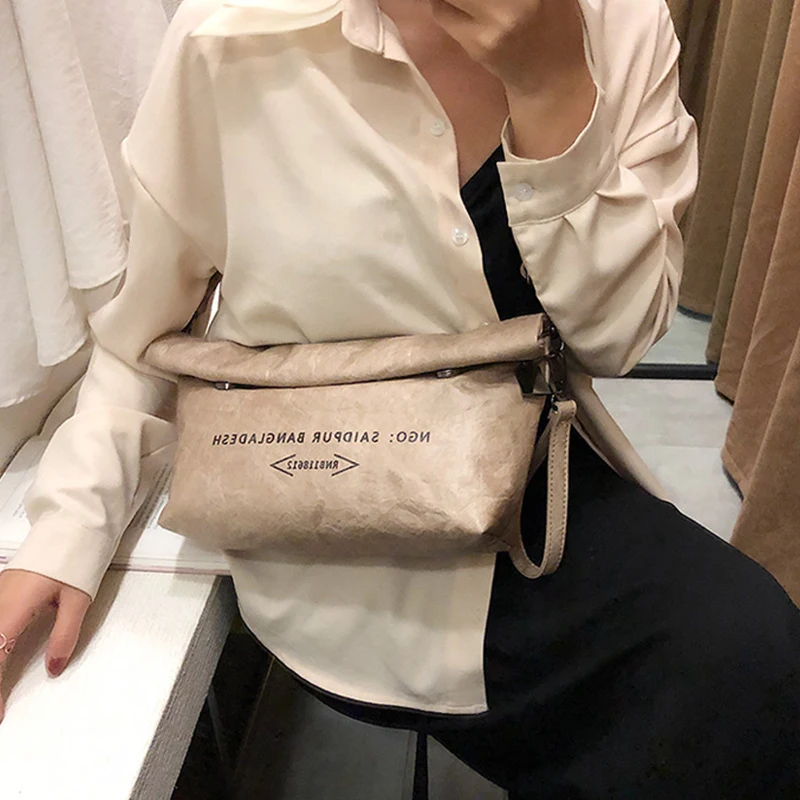 

2022 New Women's Fashion Casual Trend Flap Crossbody Bag Casual Texture Kraft Paper Shoulder Delicate Letter Printing Handbag